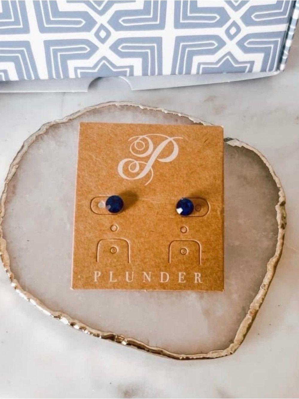 Plunder Gold Layered Necklace with Blue Sapphire Colored Beads 3 Piece Set - Picture 6 of 10